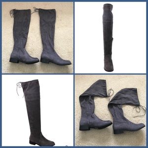 BETANI Block Heel Drawstring Over The Knee Boots
